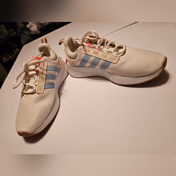 NWOTAdidas White Sneakers with Blue Stripes - Picture 7 of 11